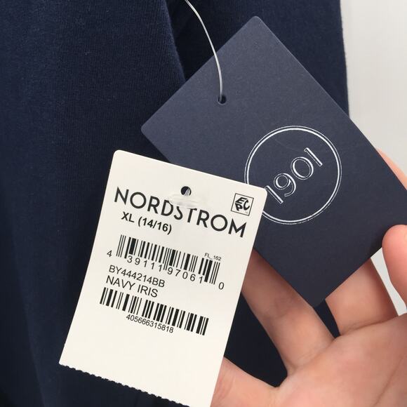 1901 Kids Pop Collar Quarter-Zip Pullover Sweatshirt Long Sleeve Navy X-Large - Picture 5 of 5